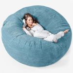 Lounge Pug Mega Mammoth Giant Bean Bag Sofa, Jumbo Cord Aegean Blue, Massive Size Beanbag for 2 Adults