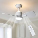 TALOYA Small Ceiling Fans with Lights and Backlight, 32 inch Ceiling Fan with Remote Control, Quiet Reversible DC Motor, 5 CCT Seleactable Modern Ceiling Fans for Bedroom Dining Room Patio White