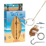 Hook And Ring Toss Game - Tiki Toss Short Board Edition - 100% Bamboo Party Game For Indoor or Outdoor Family Fun (All Parts Included)