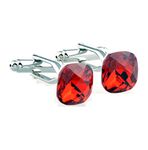 MRCUFF Red Square Crystal Cufflinks Pair in a Presentation Gift Box & Polishing Cloth, Metal, cubic-zirconia