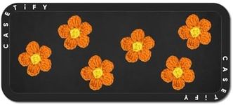 CASETiFY Snappy Laptop Phone Mount [Compatible with Magsafe] - Crochet Flowers - Orange - Black/Beige