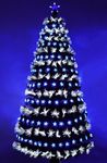 Asinse 7ft Fiber Optic Artificial Christmas Tree, 290 Blue&White LED Lights, Pre-Lit Xmas Tree with 170 Transparent Stars, Metal Stand (7FT/210CM, Type 3)