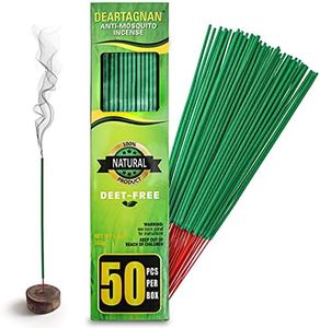 Mosquito Repellent Incense Sticks 50 Pieces per Box, Repellent for Patio/Natural Ingredients Citronella Oil/Lemongrass Oil/Made with Natural Based Essential - DEET Free - Mosquito Repellent Outdoor