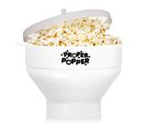 The Original Proper Popper Microwave Popcorn Popper, Silicone Popcorn Maker, Collapsible Bowl BPA Free & Dishwasher Safe - (White)