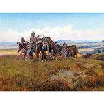 Russell In Enemy's Country Wild West Native American Painting Large Print Poster Wall Art Decor Picture