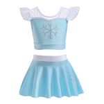 REXREII Girls Frozen Elsa Princess Swimsuits Two-Piece Tankini Set Beach Surf Birthday Swimming Party Bathing Suits Fancy Swimwear 5-6T