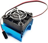 Alloy RC Motor Heat Sink Heatsink with 5V Cooling Fan for 540 550 Brushed Motor 3650 3660 3674 Brushless Motor for 1/10 1/8 RC Car Truck Buggy Crawler (Blue)