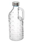 E - Ezra Textured Glass Bottles with Airtight Metal Cap for Water, Juice Set of 1 pcs, Transparent