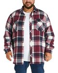 HOdo Big and Tall Mens Heavyweight Flannel Shirt 2XL- 6XL Button Down Shirt Burgundy Square 4XL