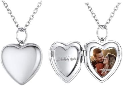 ChicSilver Personalized Love Heart Locket Necklace 925 Sterling Silver Custom Photo Pendant Necklace Customized Picture Jewelry Necklace Christmas Gift for Women/Mom/Wife/Sister