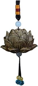 Wooden Lotus Car Hanging Charm: Vintage Wood Buddha Lotus Flower Ornaments for Home Car Good Luck Safe Blessing Hanging Decor