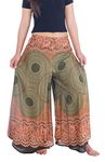 Lannaclothesdesign Palazzo Pants for Women Wide Leg Boho Harem Yoga Pants S M L XL Sizes (XL, Green Rose)