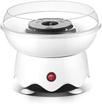 Electric Cotton Candy Machine, Homemade Floss Sweets Maker, Portable Cotton Sugar Machine for Kids, DIY Mini Marshmallow Machine with 20 Bamboo Stick for Home Birthday Family Party (White)