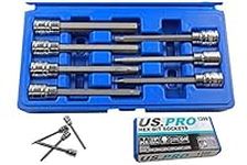 US PRO B1123 Long 7pc 3/8 HEX BIT Socket Set 3-10mm Allen Key