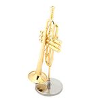 Miniature Trumpet Replica Mini Trumpet Stand Holder Boxed Grade Gift Mini Musical Instrument Model Golden Plated Instrument Model Musical Ornaments