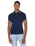 Jack and Jones Mens Tipped Pique Slim Fit Polo Shirt Navy Blazer S