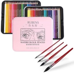 rubens Watercolor Pencils Set, 48 Counts Soft Core Colored Pencils with 4 Pcs Professional Soft Synthetic Squirrel Paint Brushes