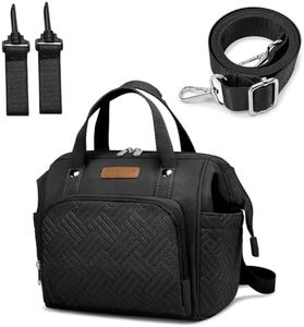 FHELAD Mini Diaper Bag, Stroller Organizer with Insulated Cup Holder & Detachable Shoulder Strap, Convertible Diaper Bag Tote for Short Trip (Black)