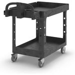 Rubbermaid Commercial Medium Lipped Shelf Heavy Utility Cart - Black