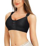 Bafully Women Post-Surgical Sports Support Bra Front Closure with Adjustable Straps Wirefree Racerback (Black, M)