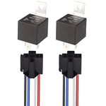 Gebildet JD2912 Car Relay with 12AWG Harness Sockets24V 40A 4 Pin SPST with Color-Labeled Wires for Automotive Truck Van Motorcycle Boat (Pack of 2)