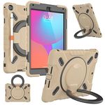 PEPKOO Triple Shockproof Case for iPad 5th/6th Generation 9.7 inch 2017 2018, iPad Air 2 Gen, Heavy Duty Kid Boy Girl Cover with Pencil Holder/Handle Kickstand/Shoulder Strap, Camel