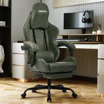 Gaming Chair Video Game Chairs with Large Lumbar Support, Linkage Armrests, Retro PU Leather Ergonomic Computer Chair for Gaming or Office, Green