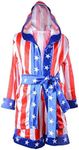 Child's Boxing Costume and Shorts Robe Satin American Flag Cloak with Hood Small