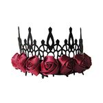 minkissy Halloween Gothic Red Rose Tiaras - Queen Headband Cosplay Hairpiece for Birthday Halloween Evening Party Headdress