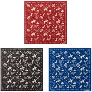 GT BANDANA 22"x22" Cowboy Multi-Purpose 100% Cotton Bandana (3-Pack)