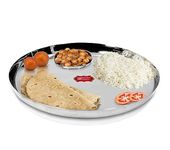 Kitchen Expert Steel Dinner plate 12 Inch | Apple Shape Heavy Gauge Dinner Plates with Mirror Finish | Steel Thali Set | Family Dinner Plate | Steel Dining Table Plate | Bhojan thali | Srving Plate (Set of 6)