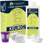 New England Stories Keurig Compatible Descaling Set, 1 Year Cleaning & Maintaining Set, Includes 1 Bottle of Descaler (4 Uses), 12 Cleaning Tablets, 1 Reusable Pod and 6 Water Filters