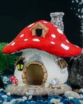 Pawfly Aquarium Mushroom House, Resin Fish Tank Decoration House for Landscape Ornament Aquarium Hideout Cave Decor for Turtles Shrimp Betta Fish