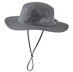 Decentron Men's UPF 50+ Sun Protection Safari Hat Breathable Wide Brim Bucket Fishing Hat Dark Grey