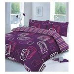 De Lavish Duvet Cover Set Super King Size with Pillowcases Reversible Quilt Poly Cotton, Blake Plum