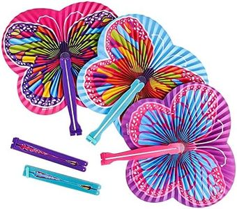 ArtCreativity 9.5 Inch Handheld Butterfly Folding Fans - Pack of 12 Foldable Fans in Assorted Colors and Designs, Goodie Bag Filler, Party Favors and Supplies, Fun Novelties and Gifts for Kids Ages 3+