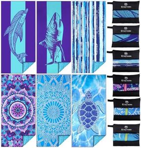 Qinqinamu Microfiber Beach Towel with Bag Oversized 71x32 Sand Free 6 Pack