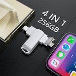 256G Flash Drive for iPhone Photo Stick USB Memory Stick Thumb Drives, MFi Certified 4 in 1 Portable Type-C+Micro USB+Lightning+ USB Stick External Storage for iPhone/iPad/Android/Smartphone/Laptop/PC