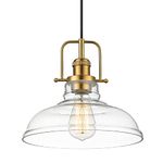 FEMILA Vintage Pendant Lighting, Farmhouse Hanging Light Fixture, Clear Glass Shade, Champagne Bronze Finish, Adjustable Height for Kitchen Island, Over Sink and Dining Room, 4FY09-MP BG