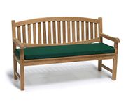 Jati Kennington Oval Teak FULLY ASSEMBLED Garden Outdoor Bench 1.5m with Green Cushion (5ft) Brand, Quality & Value