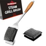 Grill Brush.Bristle-Free Safety Design,Upgraded Steel Fiber Steam Brush for Water Activated,with 1 Replacement Head,Grill Cleaner for Outdoor Grill.