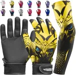 Exxact Sports Youth Batting Gloves with Arm Sleeve for Boys & Girls, Kids Baseball Batting Gloves for Softball, T-Ball (Youth L/XL, Eagle)