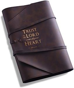 LParkin Leather Bible Cover for Men and Women Trust in The Lord with All Your Heart Proverbs 3:5 Bible Wrap Around Strap Bible Cover Gifts