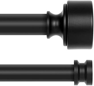 TANGWIN Black Double Curtain Rods for Windows72-144:Heavy Duty Adjustable Metal Double Curtain Rod for Bedroom Living Room,1Inch Telescopic Modern Decorative Dual Drapery Rods Easy Install,Matte Black