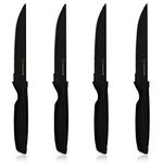 AMUSHOME Steak Knives Set of 4 I Stainless Steel Steak Knife with Sharp Serrated Edge & Ergonomic Non-Slip Handle, Rust-Proof & Scratch-Resistant