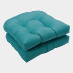 Pillow Perfect Indoor/Outdoor Forsyth Wicker Seat Cushion, Turquoise, Set of 2