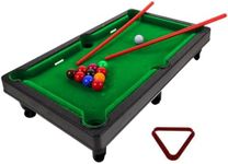 HOMURY Mini Billiard Table: Billiard Table Children with Green Felt Coating, Billiard Table for Children with Accessories, Portable Pool Table with 11 Balls, 2 Cues and 1 Triangle（Small）