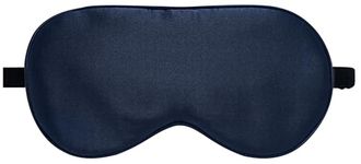 LaCourse 100% Natural Mulberry Silk Eye Mask for Sleeping with a Travel Pouch, Both Sides 19 Momme Organic Silk, Adjustable Silk Sleep Eye Mask for Women & Men, Navy Blue