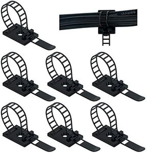 50pcs Adjustable Self-Adhesive Nylon Cable Straps Cable Ties Cord Clamp for Wire Management (Black)