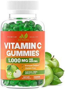Vitamin C 1000mg Gummies - Maximum Strength Immune Support for Adults & Kids, Collagen Support for Skin - Sour Green Apple Flavor - Gluten Free, Non-GMO, 100% Vegetarian - 90 Gummies (30 Servings)